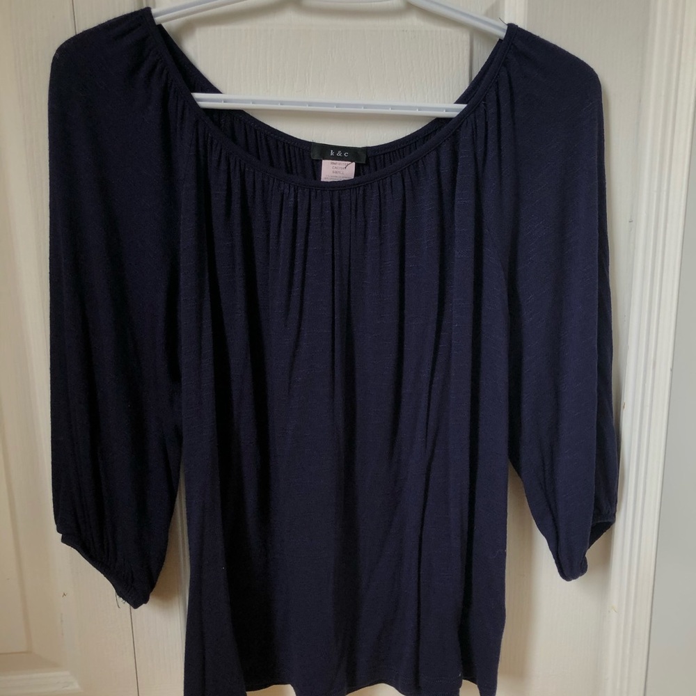 Navy off the shoulder blouse